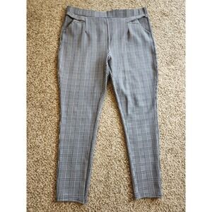 Bae City Womens 3X Glen Plaid Pull On Pants Black White High Rise Skinny Pants